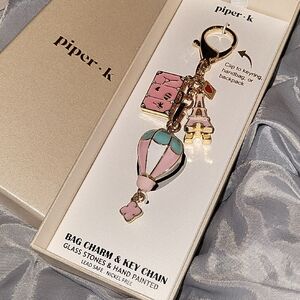 Piper K Eiffel Tower travel hot air balloon Bag Charm Key Chain fob